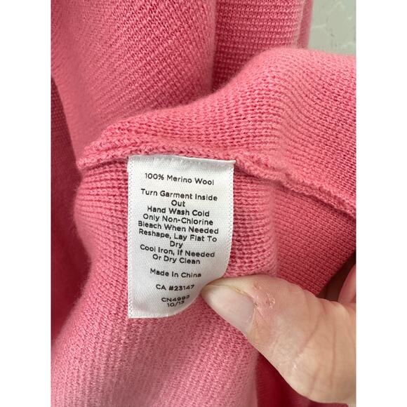 TALBOTS | Merino Wool Open Front Cardigan Pink Pocket Sweater Jacket | Medium - Picture 7 of 7